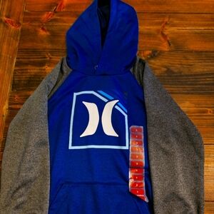 NWT, Boys Hurley Hooded Sweatshirt, Size 8, Blue And Gray